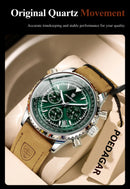 Relógio Masculino Poedagar 960 Chrono – Numerais Árabes, Cronógrafo e Pulseira de Couro