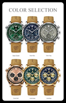 Relógio Masculino Poedagar 960 Chrono – Numerais Árabes, Cronógrafo e Pulseira de Couro