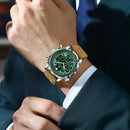 Relógio Masculino Poedagar 960 Chrono – Numerais Árabes, Cronógrafo e Pulseira de Couro