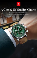 Relógio Masculino Poedagar 960 Chrono – Numerais Árabes, Cronógrafo e Pulseira de Couro