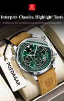 Relógio Masculino Poedagar 960 Chrono – Numerais Árabes, Cronógrafo e Pulseira de Couro