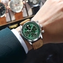 Relógio Masculino Poedagar 960 Chrono – Numerais Árabes, Cronógrafo e Pulseira de Couro