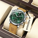 Relógio Masculino Poedagar 960 Chrono – Numerais Árabes, Cronógrafo e Pulseira de Couro